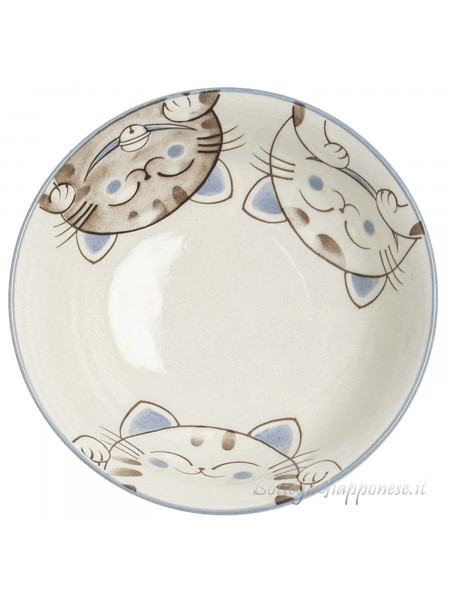 Bowl with smiling cats design (19.5x7cm) B