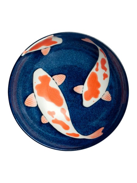 Ciotola blu con carpe koi (21,5x8cm)