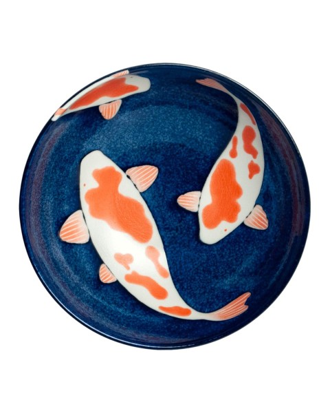 Ciotola blu con carpe koi (21,5x8cm)