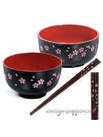 Bowls and chopsticks in sakura flower set
