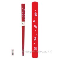Hashi bacchette con custodia set sakura rosso