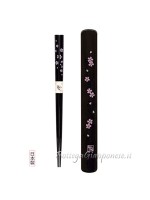 Hashi chopsticks with case set sakura black