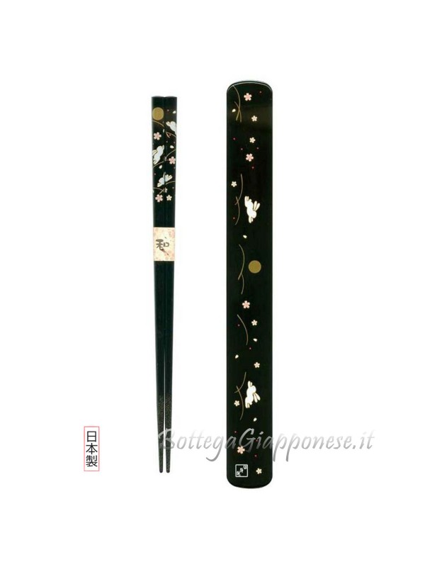 Hashi chopsticks with black usagi set case