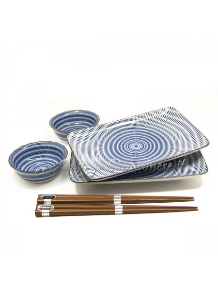 Sushi box set Kyoto x2 bowls plates and chopsticks