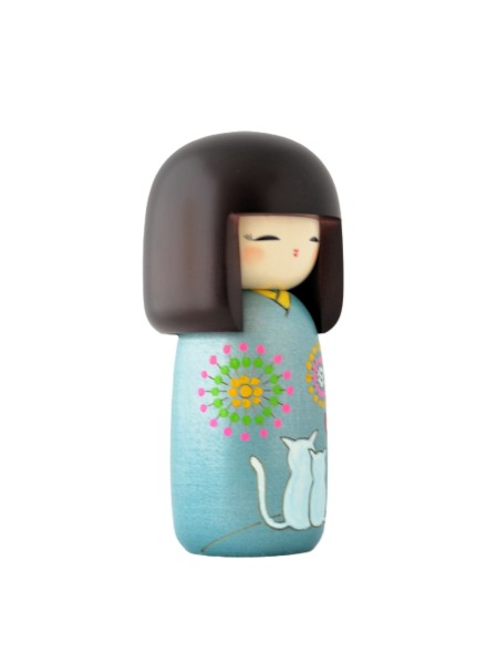 Kokeshi "Hanabi" (Fuochi d'Artificio) con Gatti