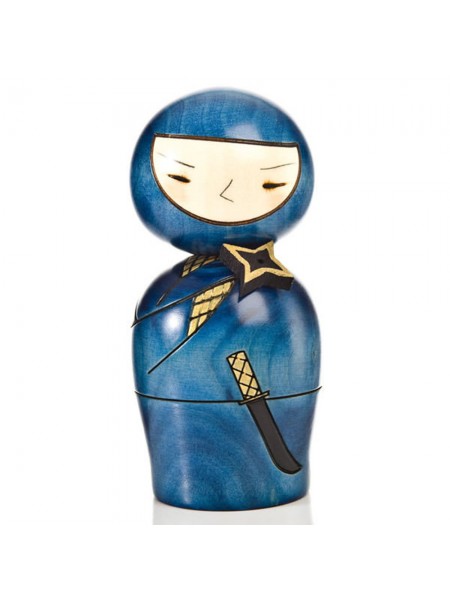 Kokeshi Ninja blu artigianale