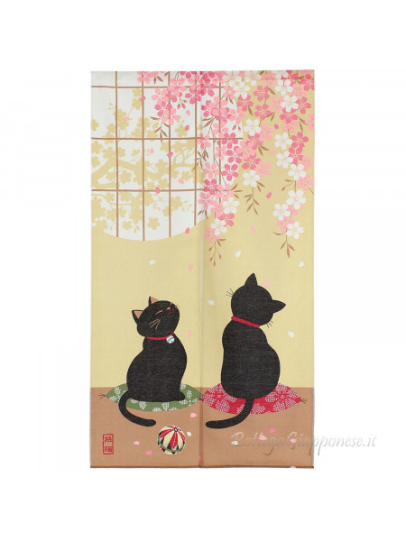 Noren sakura and cat couple
