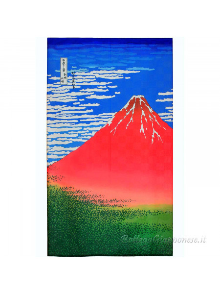 Noren Hokusai red Fuji curtain