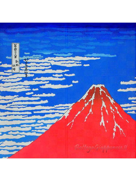 Noren Hokusai red Fuji curtain