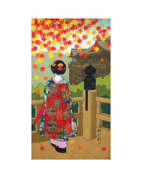 Noren tenda Autunno a Kyoto, Stile Ukiyo-e