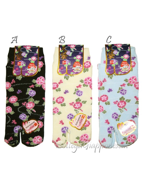Tabi thong socks asagao flowers design (tag.M) three colors