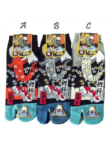 Tabi calze infradito disegno Koi e Fuji (tag.L) tre colori