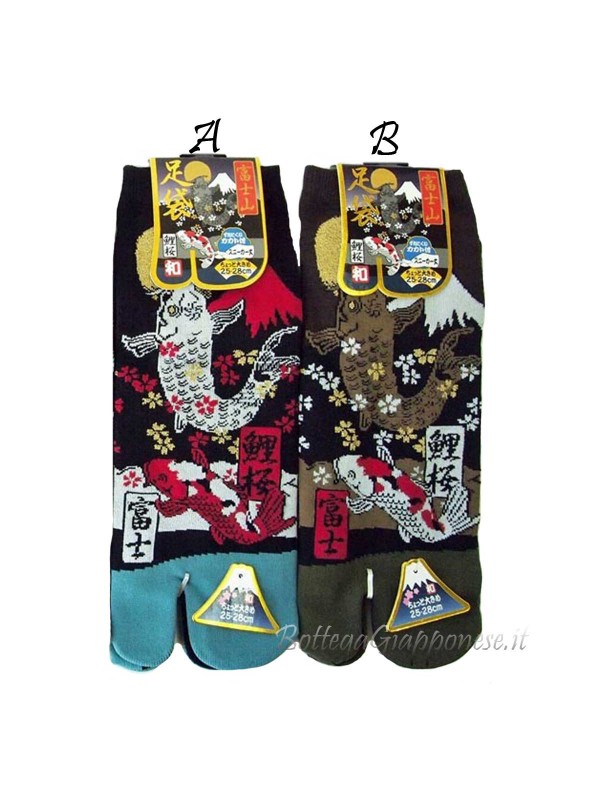 Tabi thong socks Koi and Fuji design (tag.L) two colors