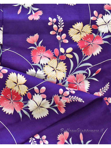 Yukata purple floral design mixed colors [Kazuko]