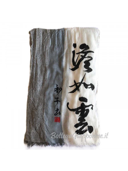 Sciarpa con poesia giapponese calligrafia a mano