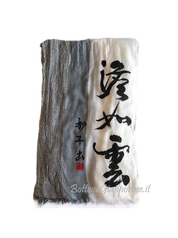 Sciarpa con poesia giapponese calligrafia a mano
