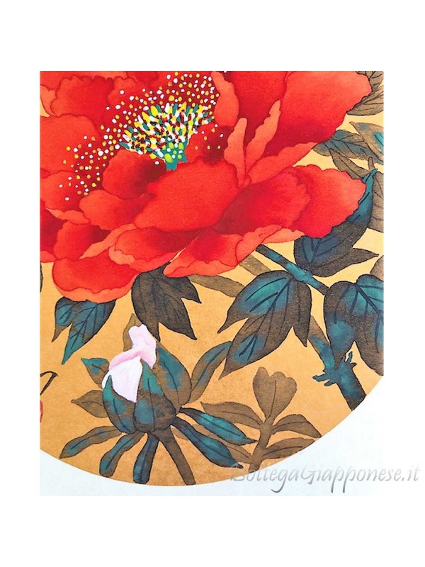 Shikishi con fiore di peonia rossa