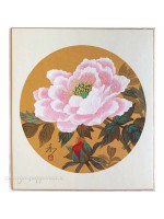 Shikishi with Hand Painted Peony Flower