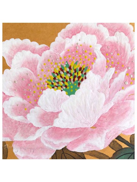 Shikishi con Fiore di peonia dipinto a mano