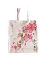 Tote bag con disegno sakura fatto a mano