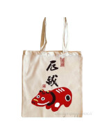 Tote bag with handmade Akabeko design